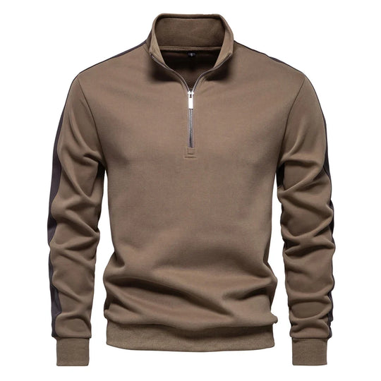 Sweatshirt Herren Halbzip Baumwollmix Seitenstreifen