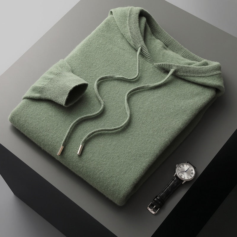 Merino Hoodie Herren Kapuzenpullover Strick Premium