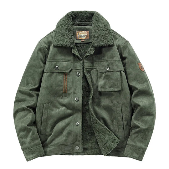 Wildleder Jacke Herren Fellkragen Sherpa Gefüttert