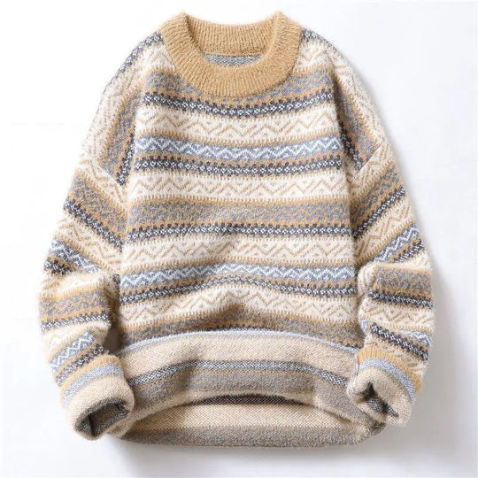 Norweger Pullover Herren Wollmix Dicht Gestrickt Warm