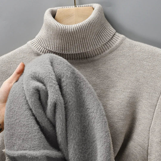 Klassischer Rollkragen Pullover Herren Strick Warm
