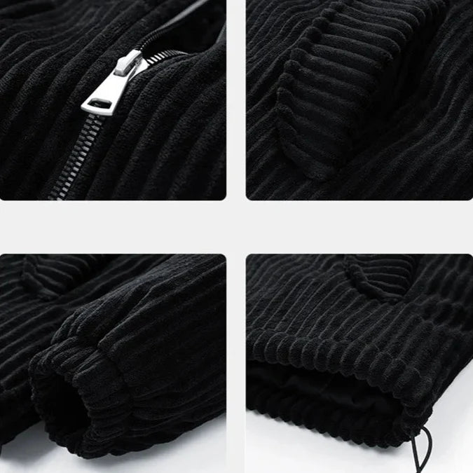 Cord Jacke Herren Gesteppt Gefüttert Hoher Kragen