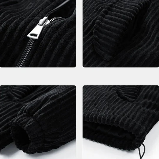 Cord Jacke Herren Gesteppt Gefüttert Hoher Kragen