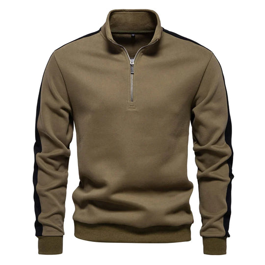 Sweatshirt Herren Halbzip Baumwollmix Seitenstreifen