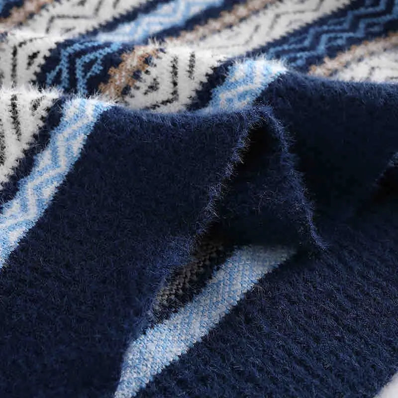 Norweger Pullover Herren Wollmix Dicht Gestrickt Warm