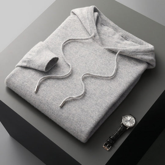 Merino Hoodie Herren Kapuzenpullover Strick Premium