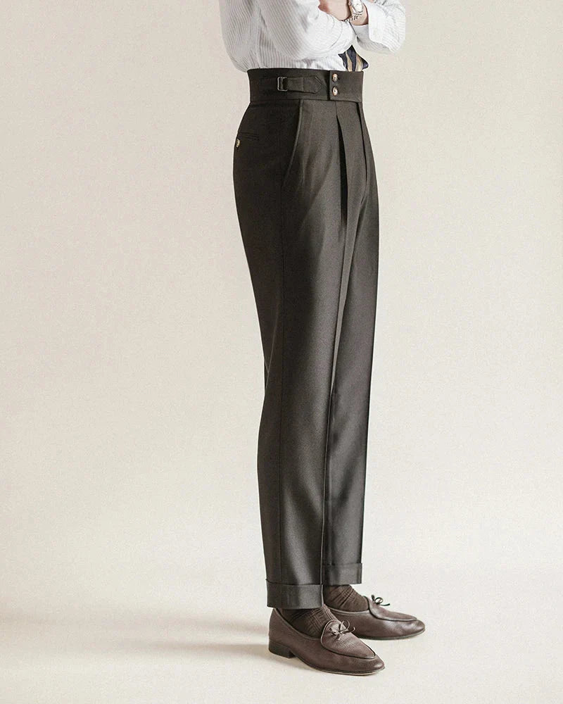 Elegante Bundfalten Anzughose Herren Tailliert Business