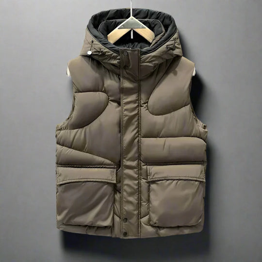 Street Weste Herren Kapuze Cargotaschen Zweiwege Zip