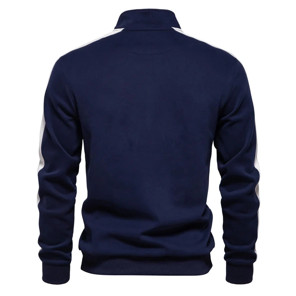 Sweatshirt Herren Halbzip Baumwollmix Seitenstreifen