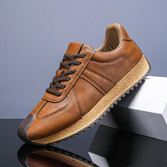 Retro Leder Sneaker Herren Flach Griffige Gummisohle