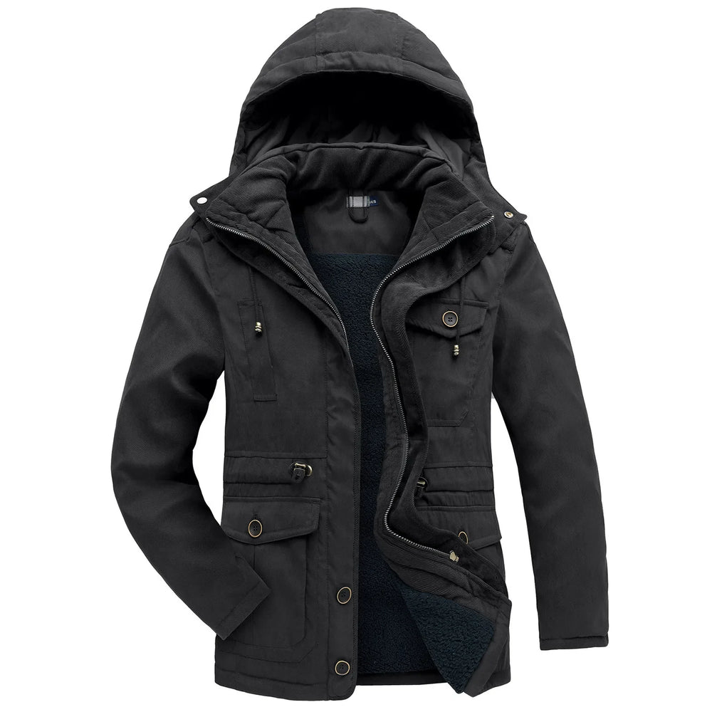 Fleece Parka Herren Kapuze Verstellbar Mehrere Taschen