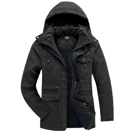 Fleece Parka Herren Kapuze Verstellbar Mehrere Taschen
