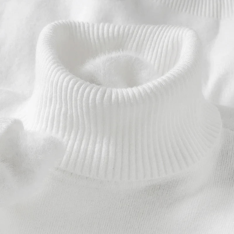 Klassischer Rollkragen Pullover Herren Strick Warm
