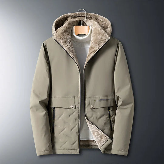 Fleece Jacke Herren Kapuze Gestepptes Muster Gefüttert