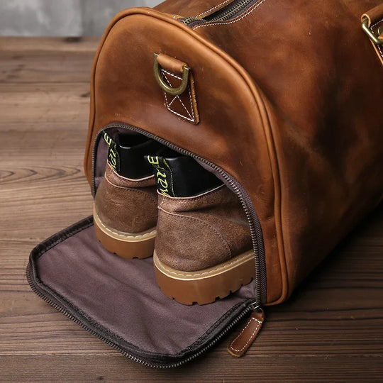 Rindsleder Reisetasche Herren Weekender Handgepäck Gurt