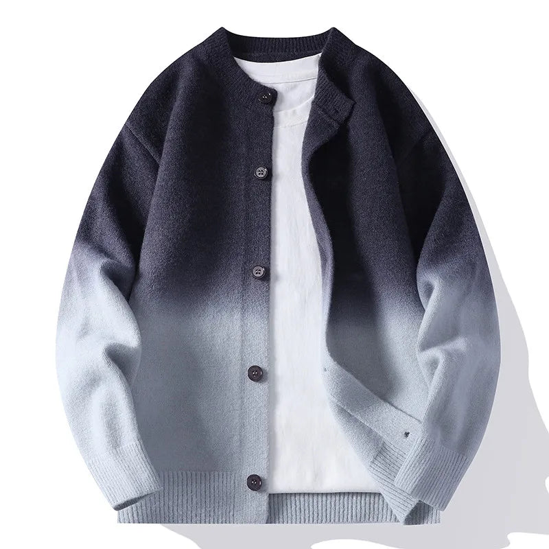 Farbverlauf Cardigan Herren Gebürsteter Strick Weich