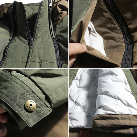 Colourblock Jacke Herren Doppelzip Mehrere Taschen