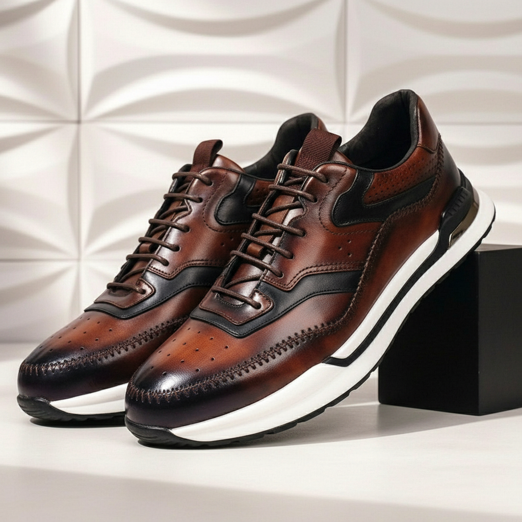 Rindsleder Sneaker Herren Vintage Casual Freizeit