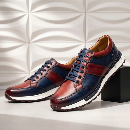 Rindsleder Sneaker Herren Gepolstert Business Freizeit