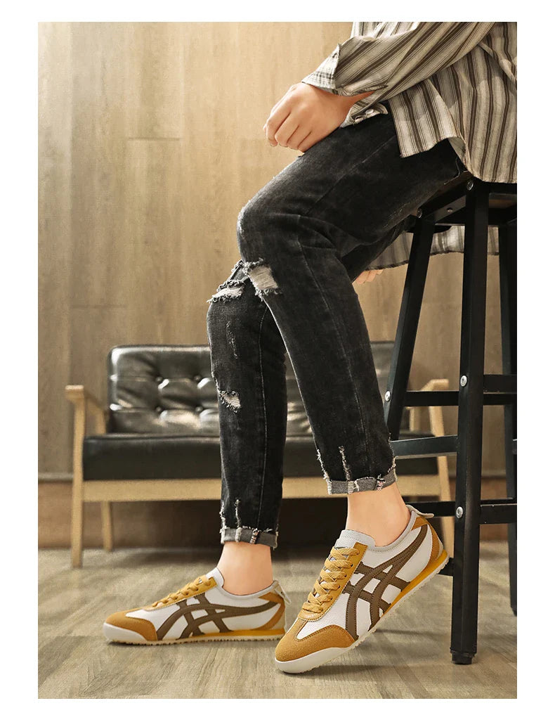 Retro Sneaker Herren Wildleder Kontraststreifen Flach