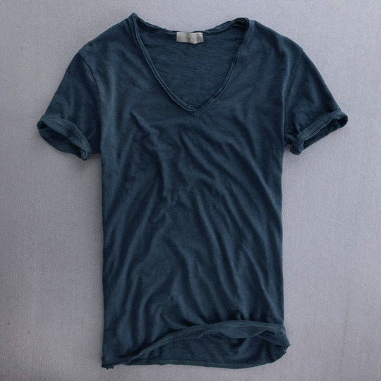 Slim-Fit V-Ausschnitt T-Shirt Herren Sommer Casual