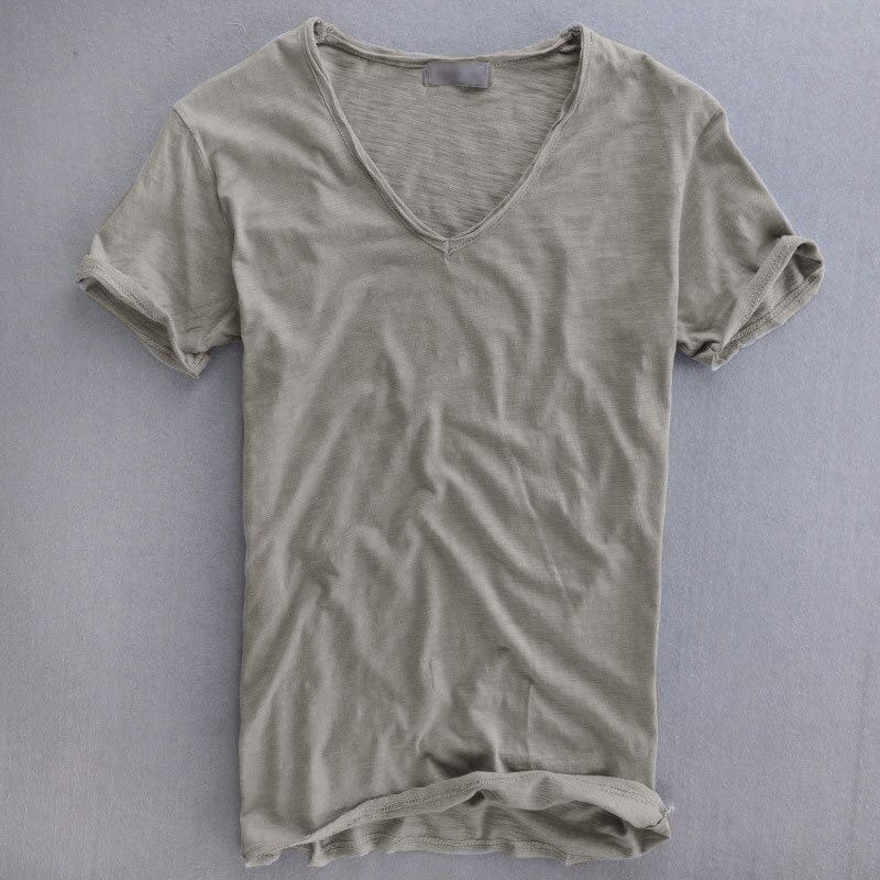 Slim-Fit V-Ausschnitt T-Shirt Herren Sommer Casual