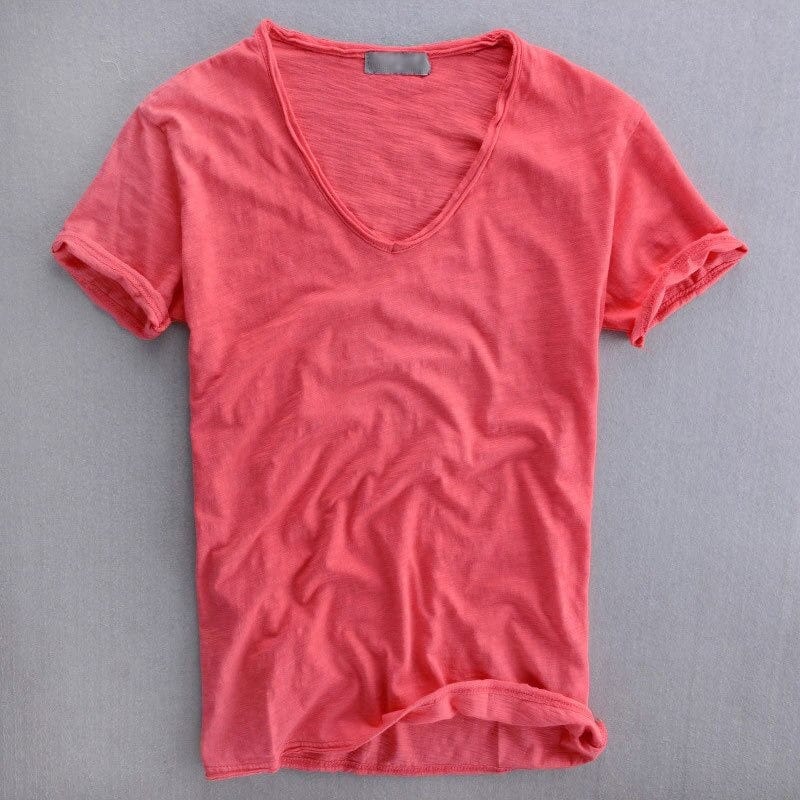 Slim-Fit V-Ausschnitt T-Shirt Herren Sommer Casual