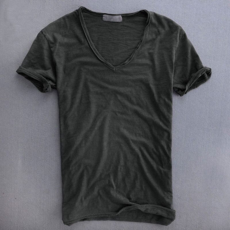Slim-Fit V-Ausschnitt T-Shirt Herren Sommer Casual