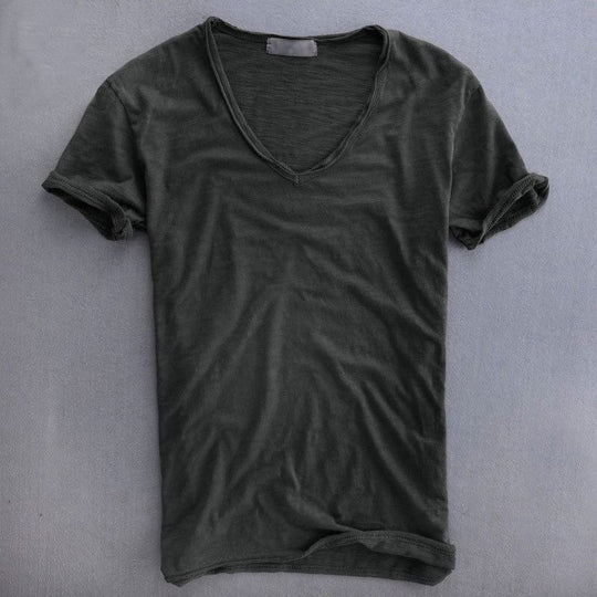 Slim-Fit V-Ausschnitt T-Shirt Herren Sommer Casual
