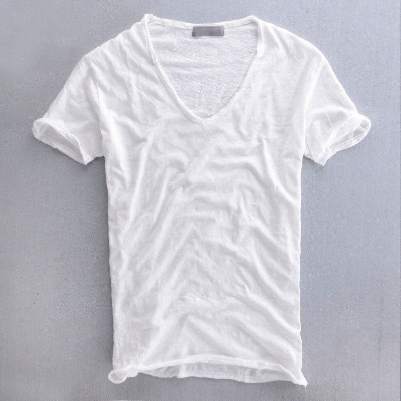 Slim-Fit V-Ausschnitt T-Shirt Herren Sommer Casual