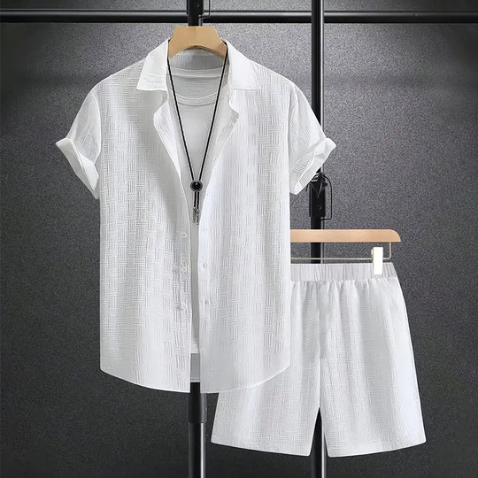 Herren Sommer-Set – Kurzarmhemd und Shorts aus Polyester