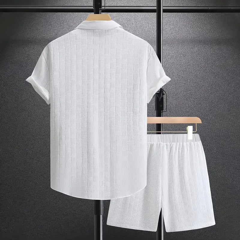 Herren Sommer-Set – Kurzarmhemd und Shorts aus Polyester