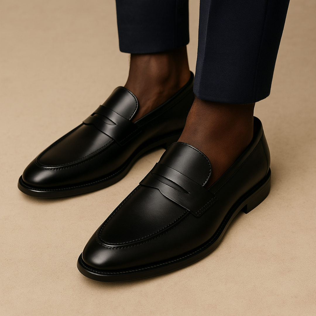 Herren Penny-Loafer aus Glattleder – Klassische Slipper mit Gummisohle