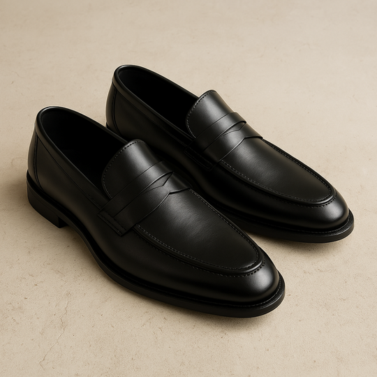 Herren Penny-Loafer aus Glattleder – Klassische Slipper mit Gummisohle