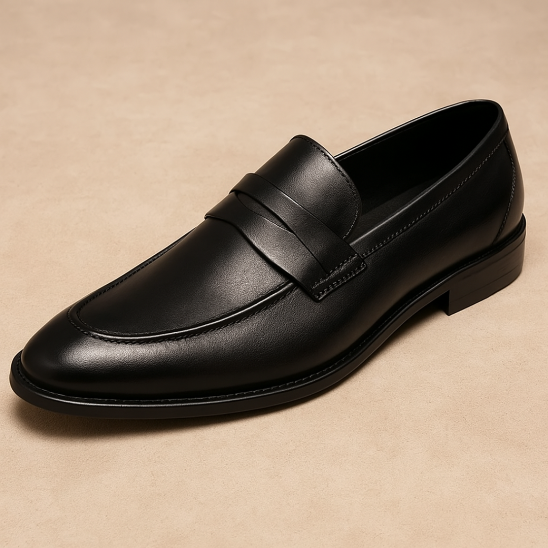 Herren Penny-Loafer aus Glattleder – Klassische Slipper mit Gummisohle