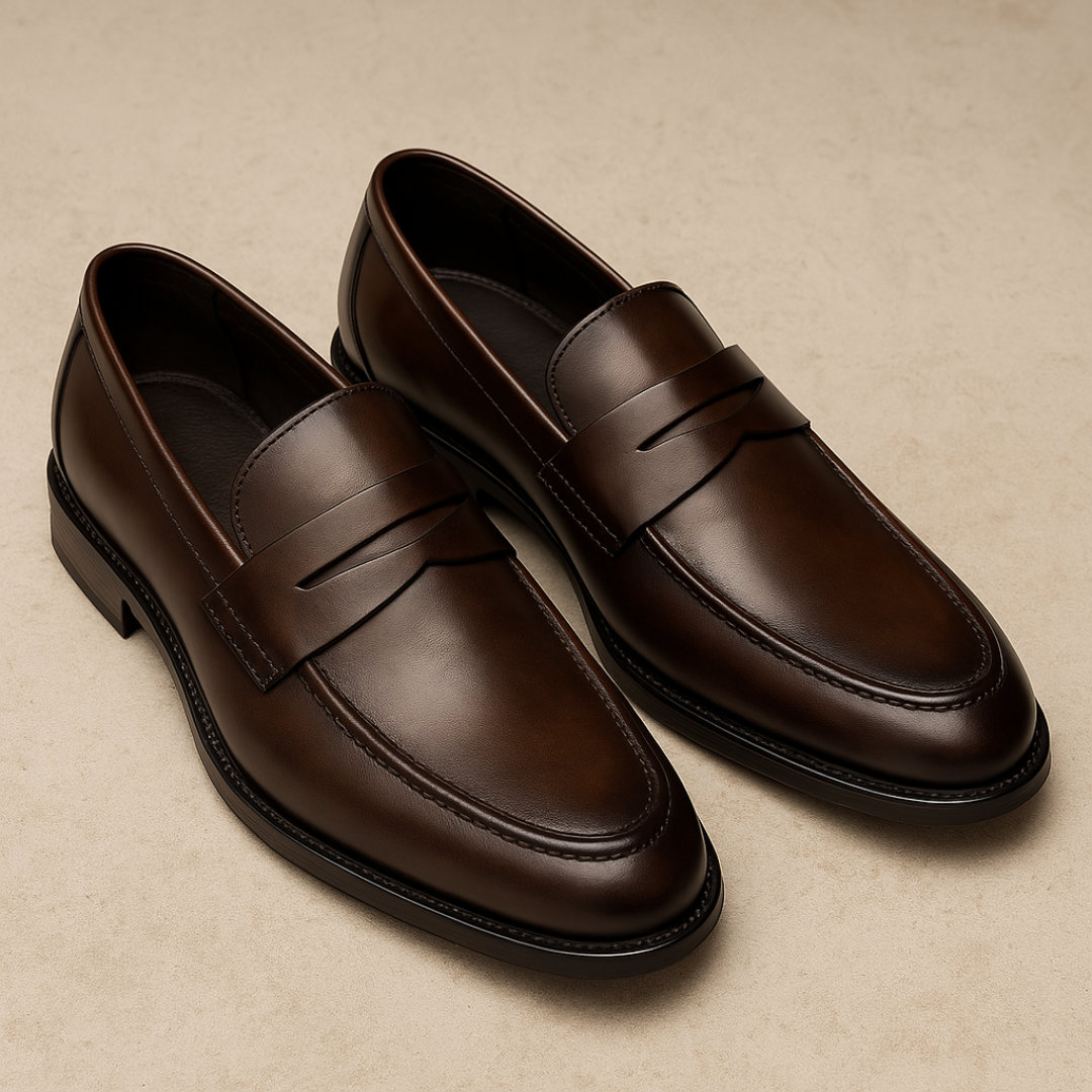 Herren Penny-Loafer aus Glattleder – Klassische Slipper mit Gummisohle