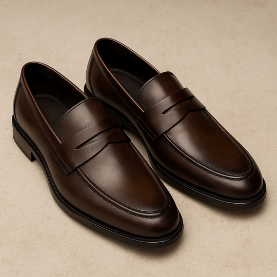 Herren Penny-Loafer aus Glattleder – Klassische Slipper mit Gummisohle