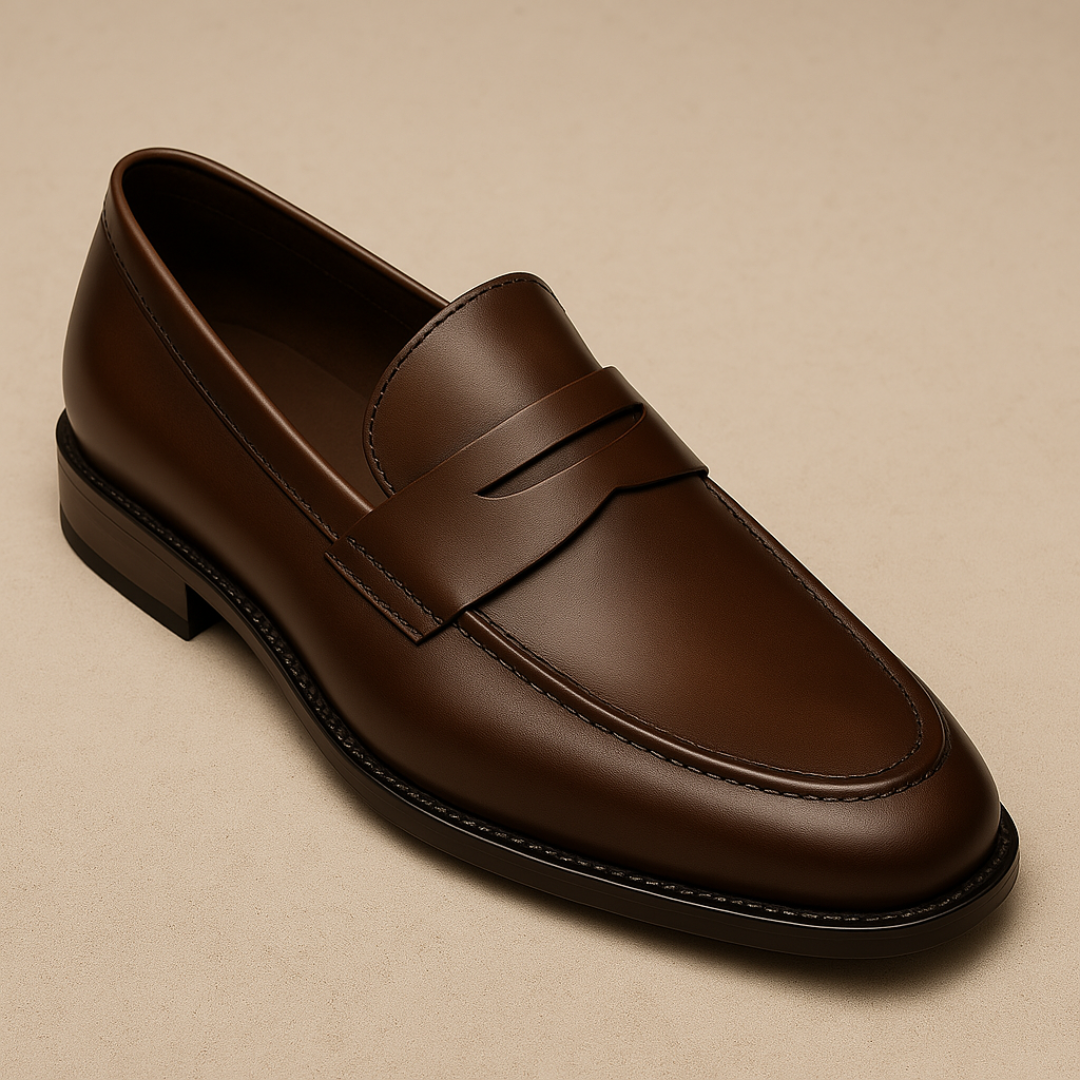 Herren Penny-Loafer aus Glattleder – Klassische Slipper mit Gummisohle