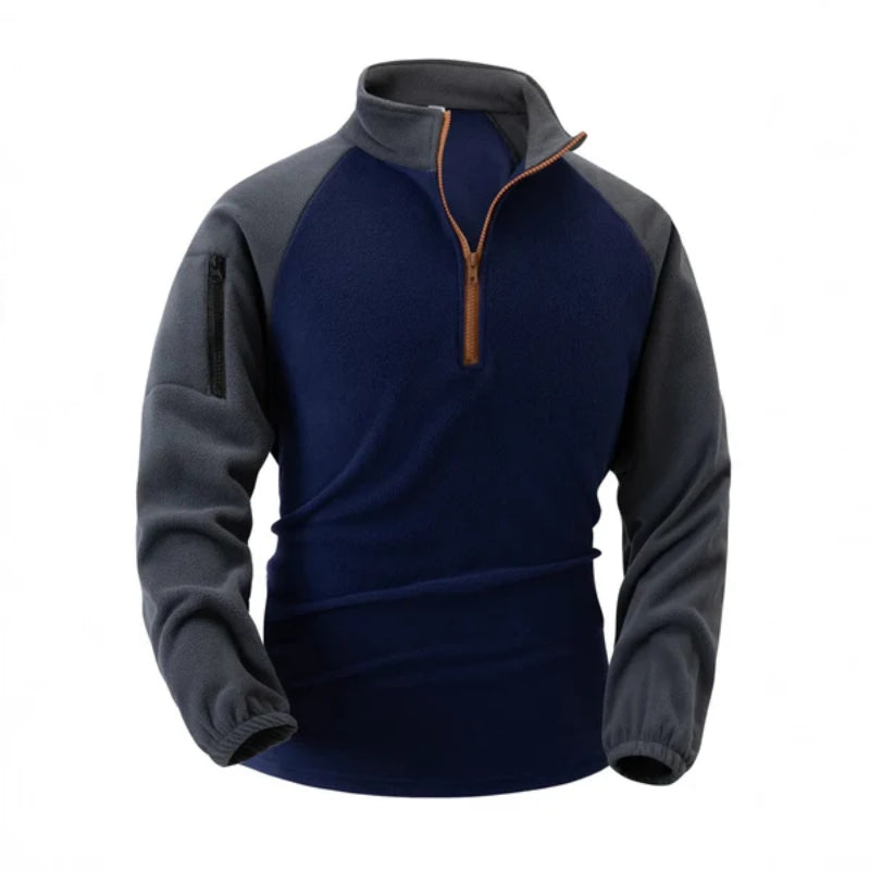 Fleece Pullover Herren Halbzip Stehkragen Zwei Farben