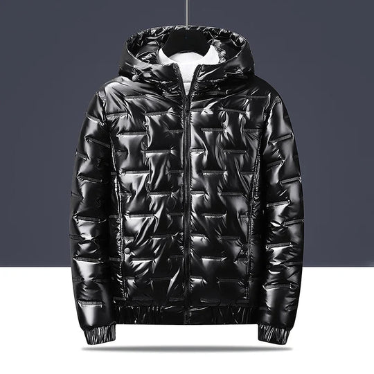 Metallic Steppjacke Herren Glanz Zwei Taschen Warm