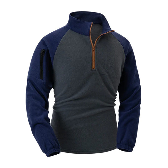 Fleece Pullover Herren Halbzip Stehkragen Zwei Farben