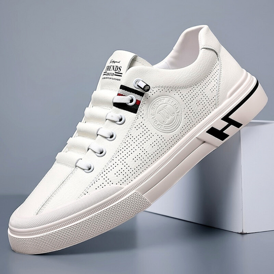 Italienische Leder Sneaker Herren Perforiert Handarbeit