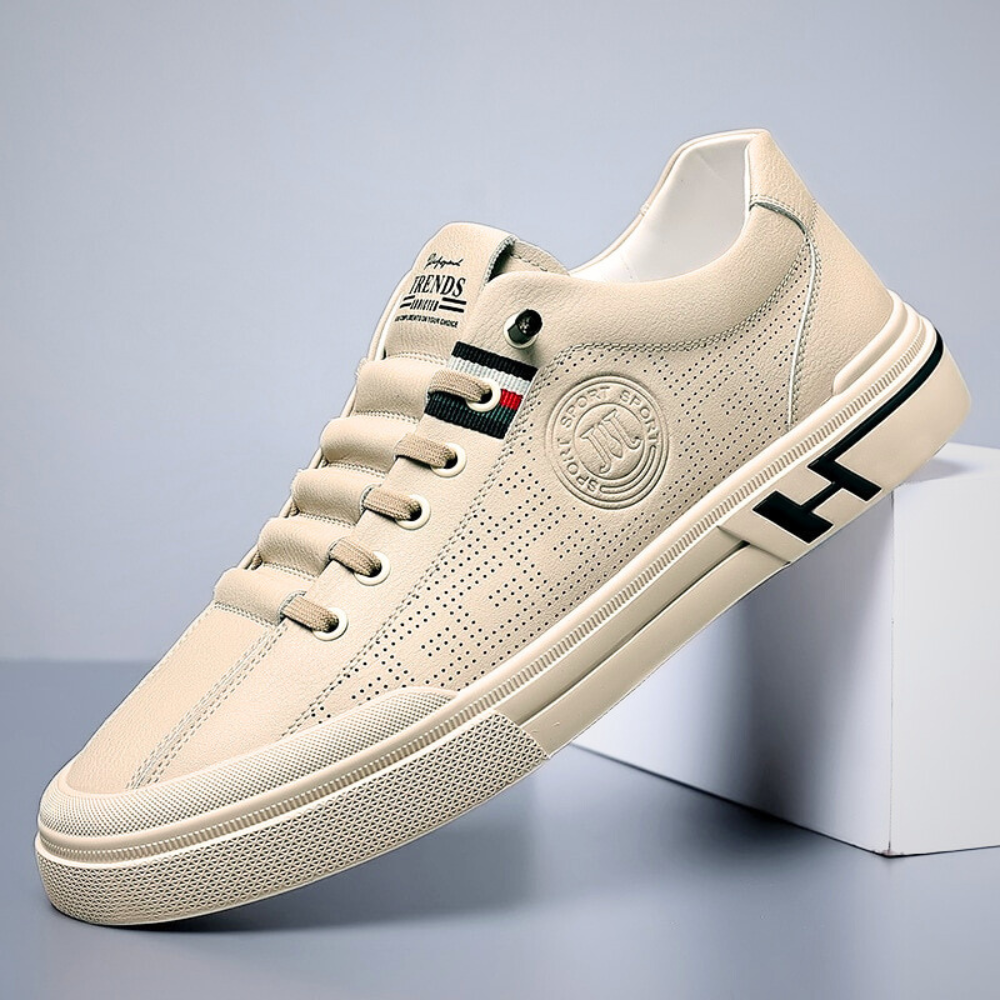 Italienische Leder Sneaker Herren Perforiert Handarbeit