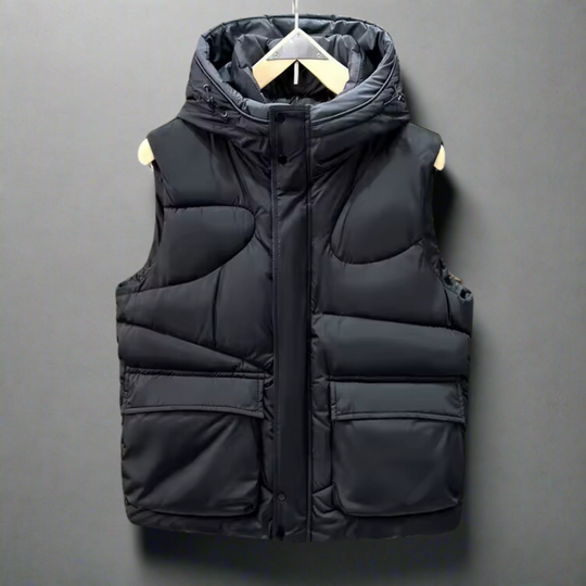 Street Weste Herren Kapuze Cargotaschen Zweiwege Zip