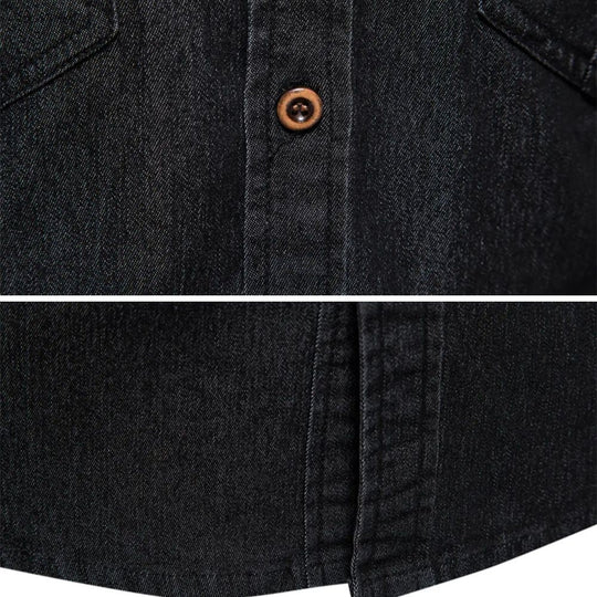 Tailliertes Denim Hemd Herren Button-Up Baumwolle