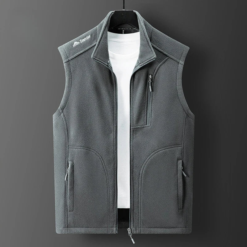 Fleece Weste Herren Mehrere Taschen Durchgehend Zip