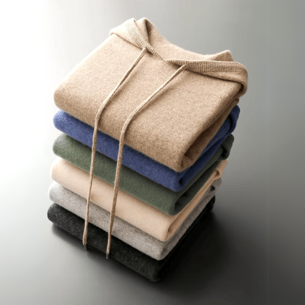 Merino Hoodie Herren Kapuzenpullover Strick Premium