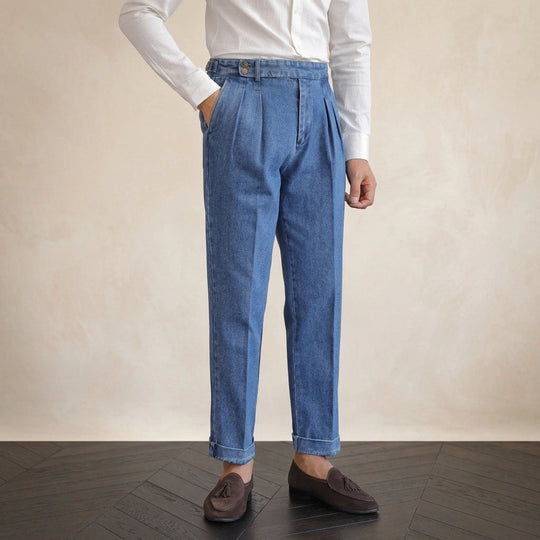 Bundfalten Denim Hose Herren Bio Baumwolle Jeans