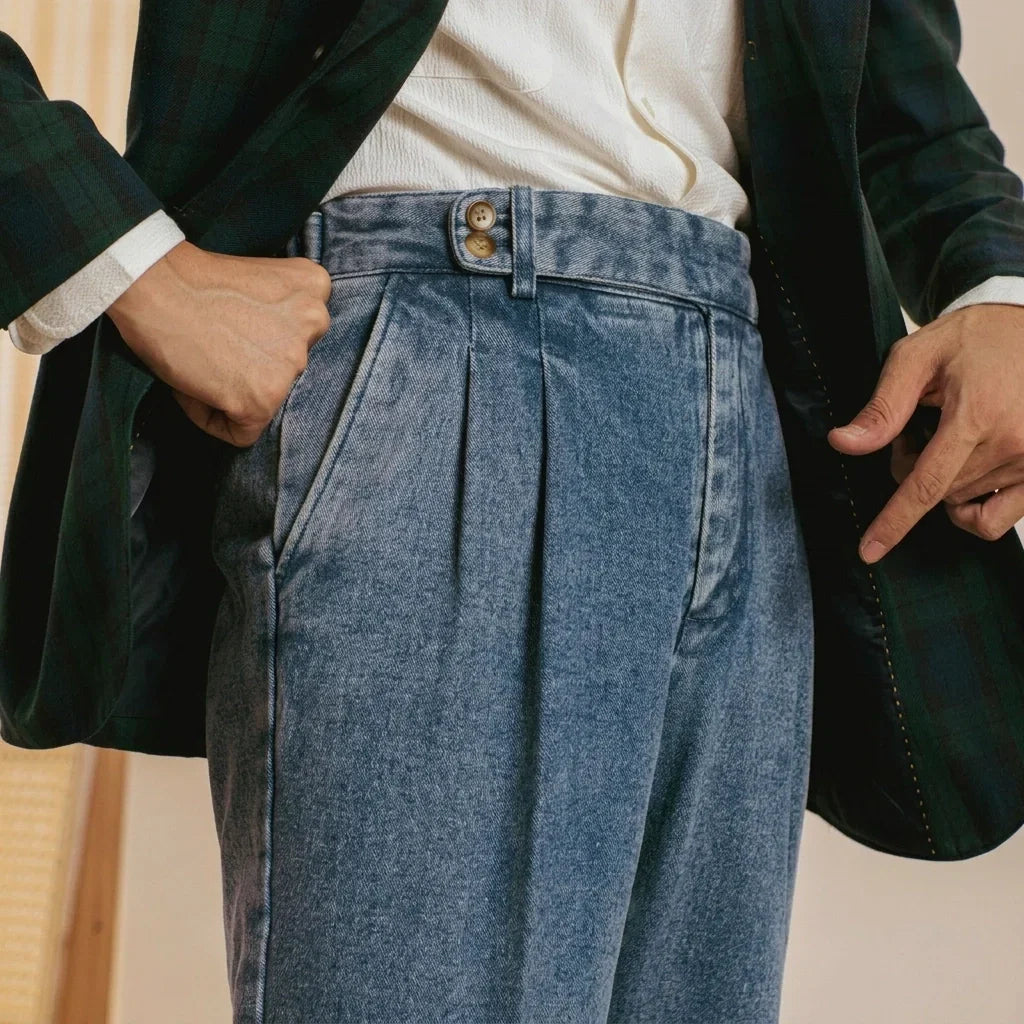 Bundfalten Denim Hose Herren Bio Baumwolle Jeans
