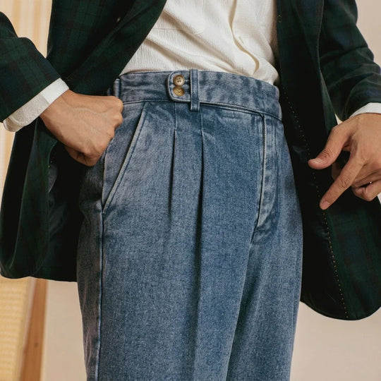 Bundfalten Denim Hose Herren Bio Baumwolle Jeans